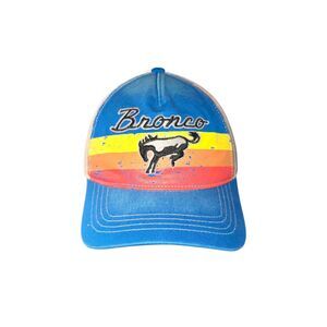 Ford‎ Bronco NWT Retro Blue & Sunset Stripe Embroidered Snapback Trucker Cap OS